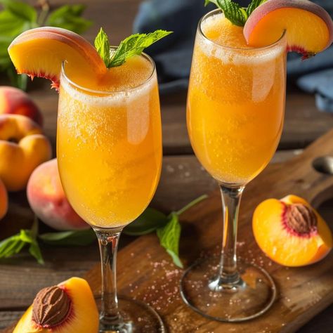 🍑🥂 Celebrate in style with a Peach Bellini! Effervescent, fruity, and perfect for any festive occasion. #BrunchVibes #PeachBellini Peach Bellini Recipe �🍹 Ingredients: 300g ripe peaches, peeled and diced 50g sugar 30ml peach schnapps Chilled Prosecco or sparkling wine Instructions: In a blender, puree the peaches with sugar and peach schnapps until smooth. Strain the puree through a fine mesh sieve to remove any solids. Spoon 2 tablespoons of peach puree into each champagne flute. Slowly t... Peach Bellini Recipe, Bellini Recipe, Cozy Fall Recipes, Instagram Recipes, Peach Puree, Twisted Recipes, Peach Bellini, Festive Cocktails, Peach Schnapps