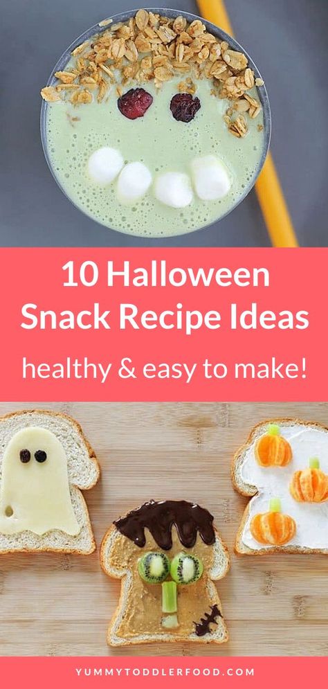 These healthy Halloween snack ideas are perfect for September and October! Kids can make them in the kitchen and celebrate the upcoming holiday. A great healthy alternative to candy or a healthy addition to trick or treat candy. Fun for everyday meals in the fall or for a Halloween Party Blowout! Perfect for toddlers and children! Very easy and simple to put together! Completely stress-free! Try these fun toddler recipes today. Halloween Treats For Kids Healthy, Halloween Treat Recipes, Halloween Snack Ideas, October Kids, Halloween Food Snacks, Halloween Food Crafts, Toddler Snack, Healthy Snacks To Make, Fun Halloween Treats