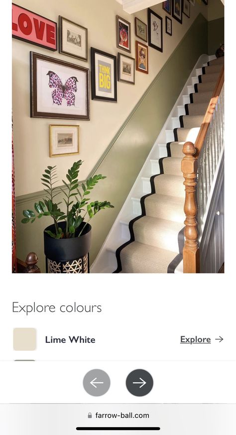 Two Tone Bannister, Narrow Enclosed Staircase Ideas, Narrow Staircase Ideas, Enclosed Staircase Ideas, Stairs And Landing Decor, Landing Decor Ideas, Hall Stairs And Landing, Enclosed Staircase, Hallway Colour Schemes