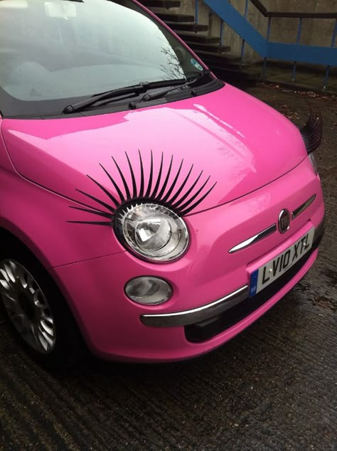 We even do lashes on cars! Pink Car With Eyelashes, Car Pimping Ideas, Car With Lashes, Car Lashes, Car Eyelashes, Hot Pink Cars, Car Makeover, Car Interior Diy, Car Items