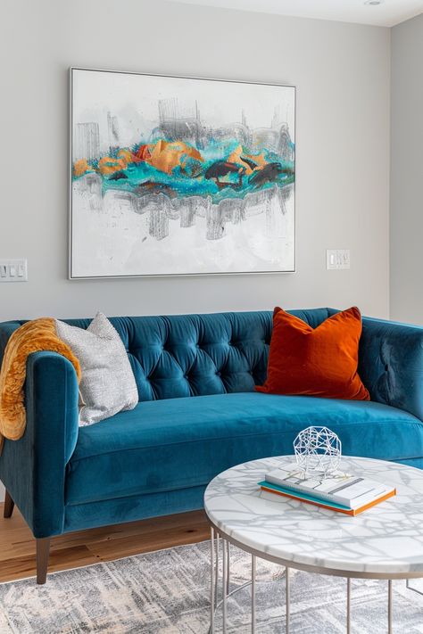 60 Blue Sofa Living Room Ideas for a Cozy and Modern Home Decoration – CreativeBooster Blue Sofa In Living Room, Teal Blue Sofa, Blue Sofa Living Room Ideas, Blue Sofa Living Room, Sofa In Living Room, Sofa Living Room Ideas, Blue Sofa Living, Light Blue Sofa, Blue Sofas Living Room