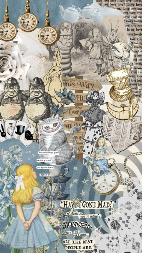 Have I Gone Mad, Alice In Wonderland Artwork, Wonderland Artwork, Wonderland Aesthetic, Alice In Wonderland Aesthetic, Alice And Wonderland Quotes, Alice And Wonderland, Wonderland Quotes, Disney Collage