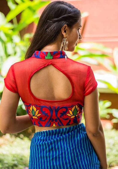 Blouse Back Drop Neck Designs, Blouse Designs Back Side, Blouse Designs Back, Latest Saree Blouse, Designer Blouses Online, Latest Blouse Designs, Lace Blouse Design, House Of Blouse, Blouse Designs High Neck