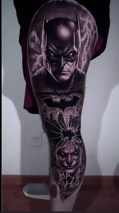 Batman Sleeve Tattoo, Batman Tattoo Sleeve, Batman Sleeve, Jake Tattoo, African Sleeve Tattoo, Penguin Tattoo, Sticker Tattoo, Batman Tattoo, Tattoo Trend