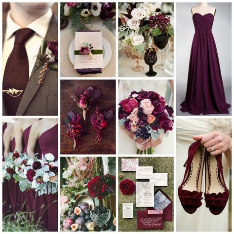 Plum, Marsala, & Sage Green Wedding Inspiration Pantone 2015, Green Wedding Inspiration, Plum Wedding, Marsala Wedding, Sage Green Wedding, Wedding Winter, Theme Color, Fall Wedding Colors, Wedding Dress Trends