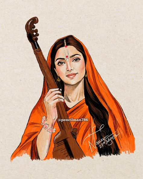 Meera Bai 🪕 राधा का भी श्याम वो तो मीरा का भी श्याम 🧡🙏🏻 Meera Bai Ji 🙏🏻 #meerabai #radheshyam #radhekrishna Pencil Outline Artwork of Meera Bai 🌺 #meerashyam Follow @pencilman786 for more of such #artwork #pencilman786 #art #sketch #pencildrawing #pencilsketch #explorepage #explore #fyp #foryou #viral #trending #bhfyp #artistsoninstagram #trendalert #1secondeveryday #1sectrend #reels #painting #sketchwithvideo #reelitfeelit #reelkarofeelkaro #pencilman #instagram #instagood #hyperzo... Mera Bai Painting, Meerabai Drawing, Meerabai Painting, Meera Bai Drawing, Meera Bai Paintings, Meera Painting, Random Rhythm, Meera Krishna, Meera Bai