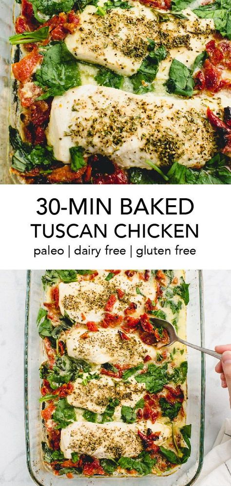 Dairy Free Basil Recipes, Dairy Free Sundried Tomato Chicken, Dairy Free Tomato Basil Chicken, Chicken Spinach Basil Recipes, Chicken Spinach Tomato Recipe Healthy, Chicken And Spinach Recipes Dairy Free, Baked Chicken Spinach Recipes, Baked Chicken Dairy Free, Basil Chicken Recipe Healthy