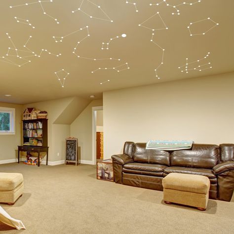 Constellation Ceiling Diy, Constellations Ceiling, Constellation Ceiling, Vinyl Ceiling, Milky Way Stars, Sky Map, Small Home Offices, Ceiling Design Bedroom, Bed Plans