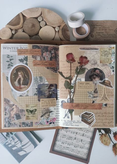 Journaling Vintage, Stickers For Journaling, Kunstjournal Inspiration, Travel Journal Pages, Travel Journal Scrapbook, Washi Stickers, Butterfly Stickers, Junk Journal Supplies, Pretty Journals