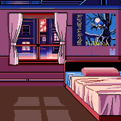 room 4 Pixel Art Room, Kawaii Vaporwave, Iron Maiden Posters, Arte Pulp, Pixel Gif, Art Apartment, Drawing Room Decor, 8 Bit Art, Vaporwave Art