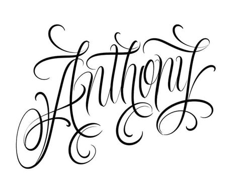 Anthony Tattoo Name Ideas, Anthony Tattoo Name, Anthony Name Tattoo, Anthony Name, Anthony Tattoo, Cursive Fonts Alphabet, Chest Tattoo Stencils, Tattoo Fonts Cursive, Tattoo Lettering Design