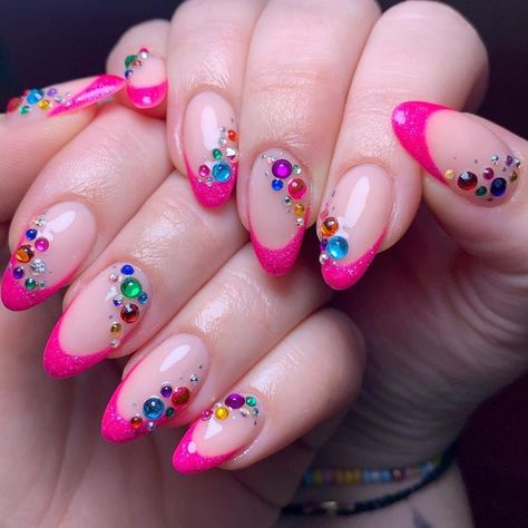 Frenchies Nails, Bejeweled Nails, Taylor Swift Nails, Manicure Inspiration, Shoe Nails, Nail Art Rhinestones, Cute Nail Designs, Nail Arts, Rhinestone Nails