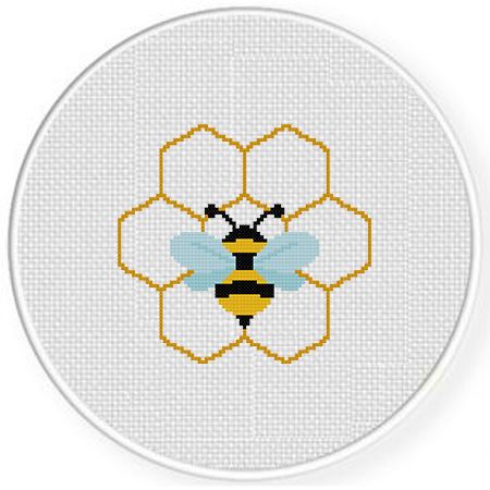 Honeycomb Cross Stitch Pattern, Cross Stitch Bee Pattern, Bee Cross Stitch Pattern Free, Beginner Cross Stitch Patterns Free, Cross Stitch Bee, Bee Cross Stitch Pattern, Bee Cross Stitch, Rs Activities, Diamond Dots