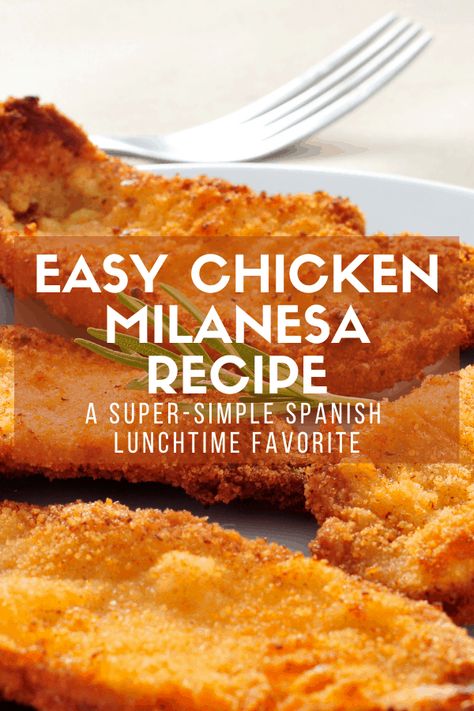 Chicken milanesa is a typical dish in many countries, Spain included. It's incredibly easy to make for when you need a quick but healthy and satisfying meal, and great for families with young picky eaters, too! Try this recipe for a simple lunch or dinner that's sure to be a hit. Chicken Milanesa Recipe, Milanesa Chicken, Milanesa Dinner Ideas, Healthy Chicken Milanesa, Chicken Milanesa, Spanish Lunch, Chicken Milanese Healthy, Milanesa Recipe, Milanese Recipe