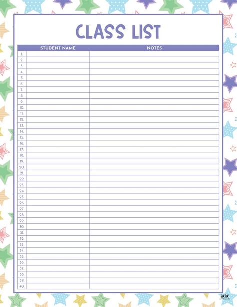 Choose from 12 different class list templates including 2 for Valentine's Day to keep track of all of your students. 100% FREE. Print from home. Class Roster Template Free, Class List Template, Class Template, 2025 Planner, Planet Drawing, Class List, Printable Journal, Teacher Supplies, Free Print