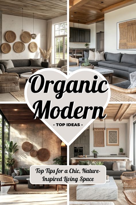 ♥ Are you looking to create a cozy and stylish living room with an Organic Modern touch? Take inspiration from this Organic Modern living room featuring neutral colors, natural elements, and a mix of textures and patterns. Perfect for small spaces and lovers of modern living room decor. ✨🌿 #OrganicModern #livingroomdecor #interiordesign Earthy Organic Decor, Nature Connected Minimalism, Earthy Cozy Living Room, Natural Organic Interior Design, Natural Tones Living Room, Cozy Organic Modern, Modern Earthy Living Room, California Casual Living Room, Nature Inspired Living Room