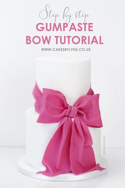 How To Create A Pretty Gumpaste Bow For Your Tiered Cakes - Cakes by Lynz Fondant Bow Tutorial, Birthday Cake Video, 2023 Celebration, 3 Layer Cakes, Ribbon Cake, Fondant Bow, Cake Video, Bow Cakes, Cake Topper Tutorial