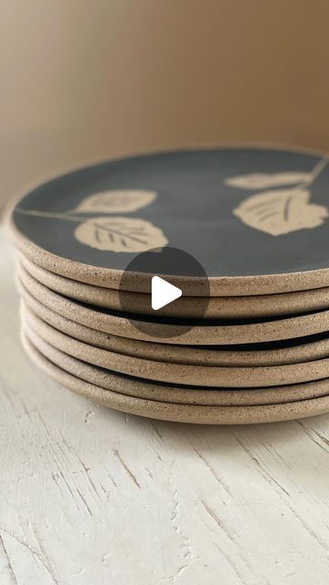 Kitchen Stoneware, Ceramic Plate Set, Pottery Slip, Handmade Pottery Plates, Outside My Window, Pottery Videos, Storm Grey, Handmade Plates, Surface Decoration