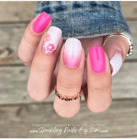 Grow On You Color Street Combo, Color Street Grow With The Flow, Pink Color Street Combos, French Tips Glitter, Jazzy Nails, Grow With The Flow, Colorstreet Combos, Nail Combos, Mani Ideas