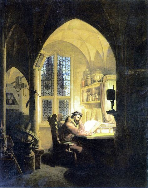 Kersting - Faust im Studierzimmer - Category:Paintings by Georg Friedrich Kersting - Wikimedia Commons Goethe's Faust, Jules Cheret, Winterthur, A4 Poster, Drawing Prints, Vintage Artwork, Black Dog, Classic Art, Art Reproductions