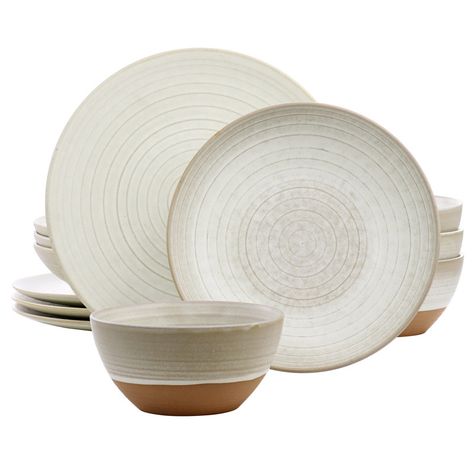 Gibson Elite Earthenware Dinnerware Set - Service for 4 | Wayfair Earthenware Dinnerware, Brunch Parties, Casual Dinnerware, Modern Dinnerware, Stoneware Dinnerware Sets, Dinner Bowls, Stoneware Dinnerware, Reactive Glaze, Set The Table