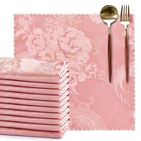 PRICES MAY VARY. Package Content: You will receive 50 pieces of rose gold satin napkins measuring 17×17 inches/ 43×43cm each. With a sufficient quantity and common size, these napkins are perfect for daily use or any formal occasions.We have upgraded the production process of napkins to give our napkins the advantages of stain resistance, durability, leak-proof and elasticity. Premium Material: The square dinner napkins are made of soft satin fabric material. This fabric is colorfast, wrinkle-fr Green And Pink Tablescape, Bridal Shower Table Settings, Tea Party Table Settings, Pink Table Settings, Pink Tablescape, Napkins For Wedding, Rose Gold Satin, Restaurant Dinner, Party Restaurant