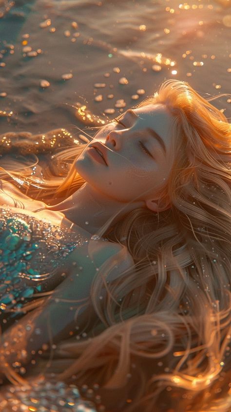 Mermaid Aesthetic Art, Siren Aesthetic Female, Siren Creature, Blonde Mermaid, Tattoo Character, Water Goddess, Goddess Aesthetic, Mythical Creatures Fantasy, Mermaid Cove