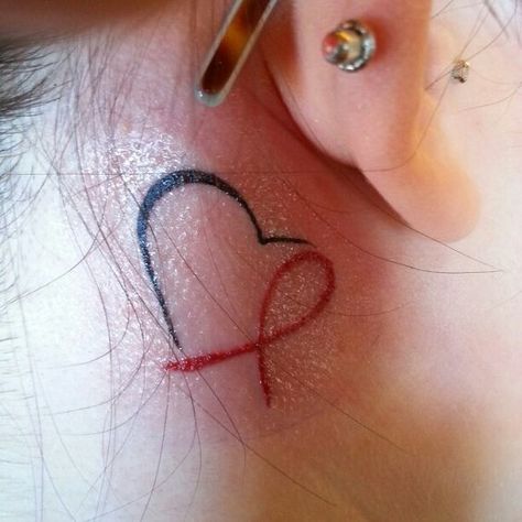 Pink Ribbon Tattoos, Simple Heart Tattoos, Survivor Tattoo, Awareness Tattoo, Tribute Tattoos, Ribbon Tattoos, Ear Health, Tattoos Skull, E Tattoo