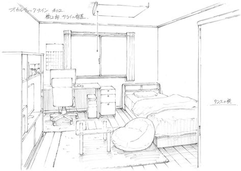 yoshinori shiozawa occultic;nine background design production materials settei | #28836 | sakugabooru Perspective Drawing Room, Occultic Nine, Drawing Rooms, Perspective Sketch, Craftsman Interior, Bedroom Drawing, Perspective Drawing Architecture, Interior Architecture Drawing, Bg Design