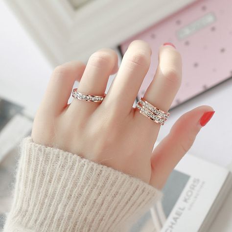 Cold wind Korean version index finger titanium steel ring female ins tide does not fade net red simple fashion personality diamond ring Ring Aesthetic Vintage, Silver Ring Aesthetic, Rings Aesthetic Silver, Cute Promise Rings, Ring Aesthetic, Pandora Bracelet Designs, Rings Aesthetic, Aesthetic Rings, Jewelry Set Design