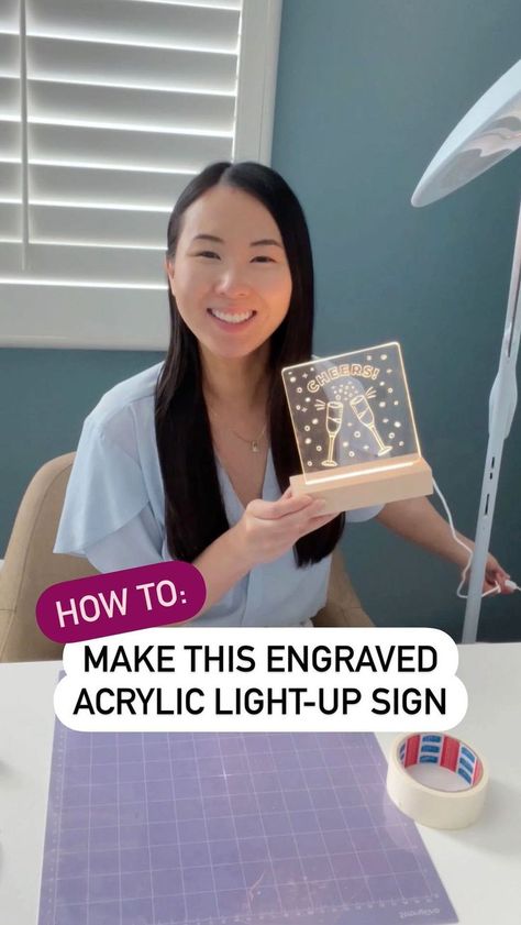 Cricut Projects Light Up Acrylic Sign Diy, How To Make Acrylic Signs, Acrylic Craft Ideas, Wedding Laser Cut Ideas, Acrylic Cricut Projects, Cricut Acrylic Projects, Acrylic Signs Diy, Cricut Acrylic, Cricut Engraving