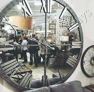 Kitchen Industrial Style, Mirror Wall Tiles, Extra Large Wall Clock, Diy Mirror Wall, Mirror Clock, Wall Clock Sticker, Kitchen Industrial, Best Wall Clocks, Huge Mirror