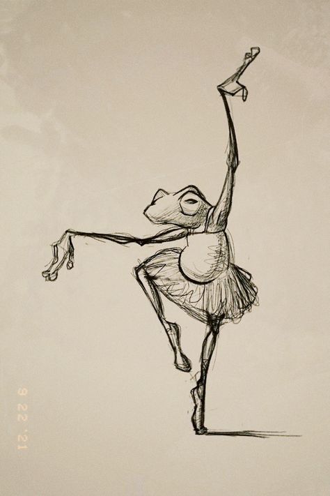 Frog Doing Ballet, Frog Ballerina Drawing, Dancing Mice Tattoo, Dancing Animals Drawing, Dancing Cat Tattoo, Dance Sketches Easy, Dancing Frog Drawing, Dance Drawings Easy, Dancing Cat Drawing