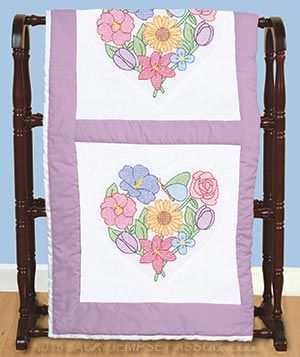 Flowers and Hearts Quilt Blocks | Jack Dempsey Needle Art #embroidery #embroiderybyhand  #JDNA #hearts #flowers Work Cross Stitch, Hearts Quilt, Stitching Designs, Jack Dempsey, Big Block Quilts, Flowers And Hearts, Tshirt Illustration, Quilt Squares, Embroidered Quilts