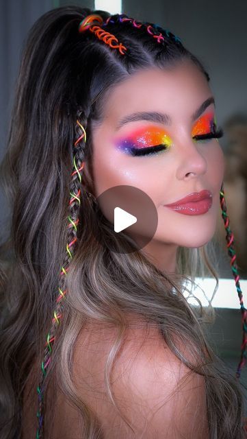 Rainbow Halloween Makeup, Rainbow Halloween, February 3, Halloween Makeup, Neon, Makeup, On Instagram, Instagram, Make Up