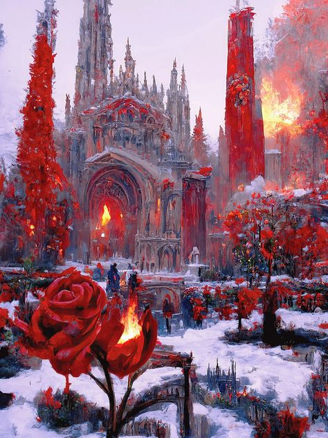 Red Light District Fantasy Art, Fantasy Fire Kingdom Aesthetic, Red Fantasy Castle, Red Kingdom Fantasy Art, Red Castle Fantasy Art, Fire Castle Fantasy Art, Red Kingdom Aesthetic, Kingdom Of Fire, Fire Castle