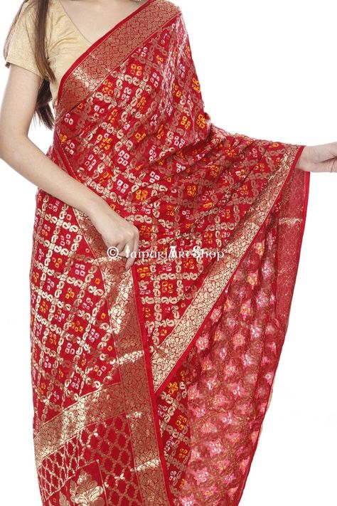 Jaipuri Bandhani Bandhej ghatchola sarees for women | Etsy Ghatchola Sarees, Dye Art, Zari Saree, Sarees For Women, Bandhani Saree, Art Silk Sarees, Dyeing Techniques, Silk Dupatta, Star Dress