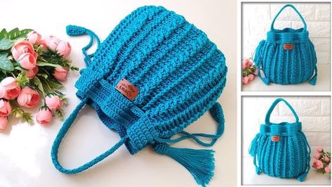 Phone Purse Pattern, Crochet Hook Bag, How To Crochet For Beginners, Wayuu Bags Pattern, Crochet Drawstring Bag, Crochet Drawstring, Patron Crochet, Diy Crochet Bag, Free Crochet Bag