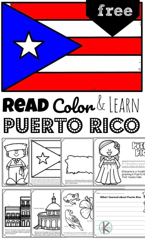 Puerto Rico you lovely island.....children will be fascinated to learn about the rich history, beautiful wildlife, and the cool fort as they explore this Caribbean Island with these free printable Puerto Rico Coloring Pages for toddler, preschool,  pre-k, kindergarten, first grade, 2nd grade, and 3rd grade students. Puerto Rico Crafts For Preschool, Globe Activities, Spanish Heritage Month, World Map Coloring Page, Hispanic Heritage Month Crafts, Homeschool Themes, Free Printable World Map, Japan For Kids, Hispanic Heritage Month Activities