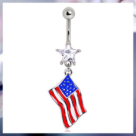 USA Flag Navel Ring 316L Surgical Steel Crystal Gauges, Cute Belly Rings, Belly Button Piercing Jewelry, Belly Button Jewelry, Navel Jewelry, Cute Piercings, Peridot Jewelry, Belly Jewelry, Tongue Rings