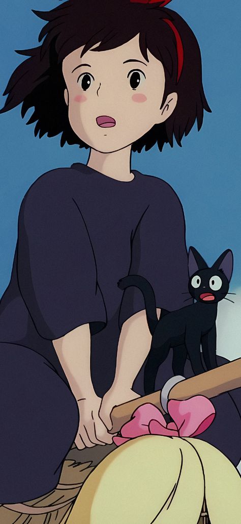 Kiki Wallpaper, Kikis Delivery Service Wallpapers, Ghibli Wallpaper Aesthetic, Kiki's Delivery Service Wallpaper, Personajes Studio Ghibli, Simple Anime, Chibi Wallpaper, Fairy Wallpaper, Anime Witch