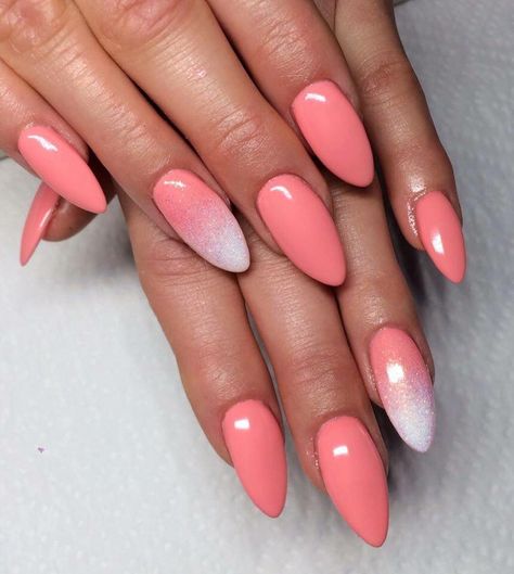 Add a little of your personality to your manicure. Any nail can be your desired accent nail, though most chose to do their ring finger.    #nailart #accentnails Coral Ombre Nails, Coral Nails With Design, Nail Lab, Opal Nails, Coral Nails, Indigo Nails, Ombre Nail Designs, Accent Nails, Pink Peach