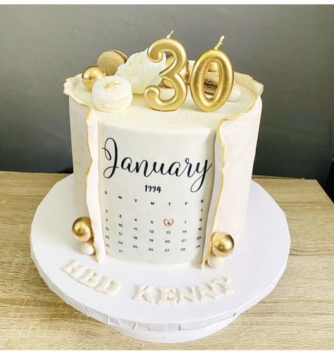 35 Cake Birthday Woman, 33 Birthday Cake For Women, 50th Birthday Cake Ideas For Women, Calendar Birthday Cake, Calendar Cake, 2024 Cake, White Birthday Cake, Cake Pattern, White Birthday Cakes