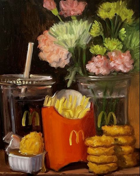 Still Life Artists, Food Painting, American Painting, Still Life Oil Painting, Still Life Drawing, Learn Art, A Level Art, Happy Meal, Sign Printing