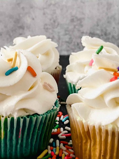 Thick Frosting Recipe, Simple Vanilla Buttercream Frosting, Vanilla Wedding Cake Recipe Buttercream Frosting, Cake Cycles, Vanilla Cupcakes With Vanilla Buttercream Frosting, Thick Buttercream Frosting, Safeway Buttercream Frosting Recipe, Stable Buttercream Frosting, Cruffins Recipe