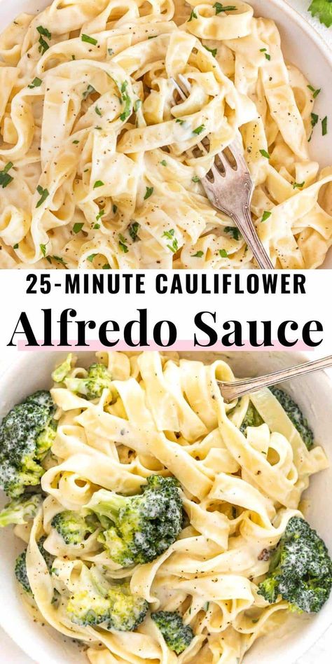 Cauliflower Alfredo Sauce Healthy, Cauliflower And Pasta Recipes, Healthy Alfredo Recipe, Cauliflower Pasta Sauce, Olive Garden Chicken Alfredo Recipe, Cauliflower Alfredo Sauce Recipe, Cauliflower Pasta Recipes, Healthy Alfredo, Veggie Alfredo