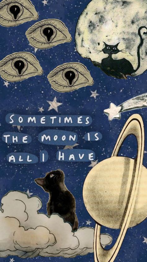 sometimes the moon is all I have #moon #cats #blackcat #stars #saturn #space Saturn Wallpaper Aesthetic, Saturn Wallpapers, Saturn Art, Moon And Saturn, Hand Photography, Trippy Wallpaper, Studio Ghibli Art, Ghibli Art, Space Cat