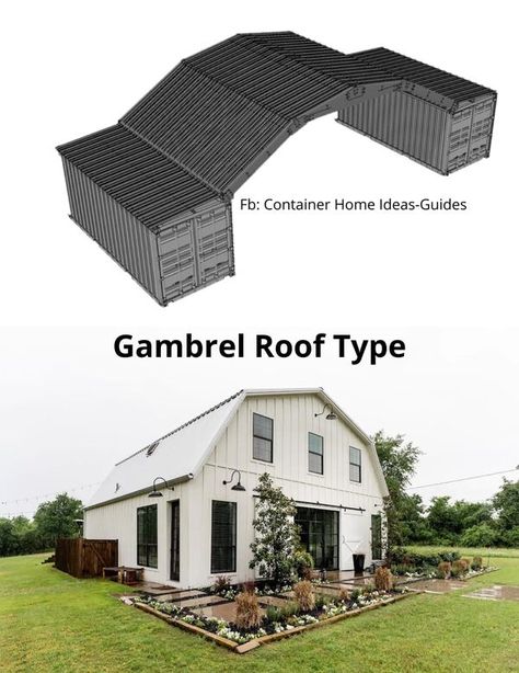 Gambrel Barndominium, Gambrel House, Tiny Home Ideas, Tiny Farmhouse, Gambrel Style, Gambrel Roof, Gable Roof, Roof Types, House Building