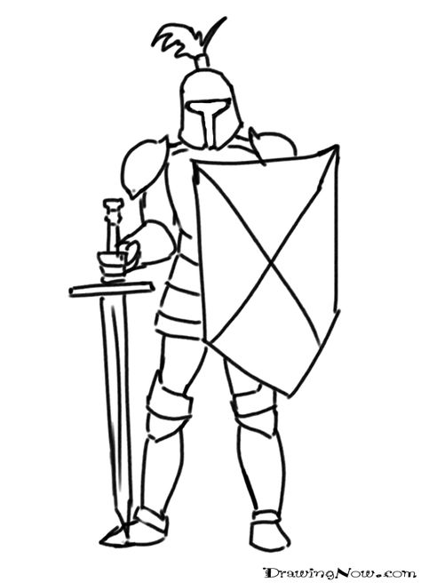 knight Knight Simple Drawing, Easy Knight Drawing, Drawings Of Knights, Knight Drawing Cartoon, How To Draw A Knight, Knight Drawing Easy, Medieval Knight Drawing, Knights Drawing, Knight Doodle