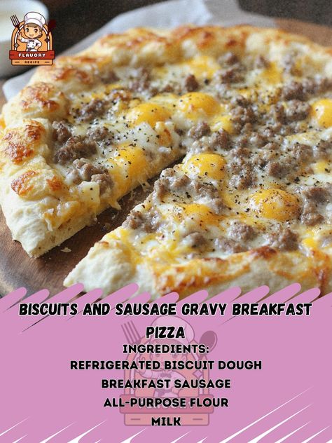 🍳 Start your day right with Biscuits and Sausage Gravy Breakfast Pizza—a hearty, comforting twist on breakfast! 🍕✨ #BreakfastPizza #MorningFuel Biscuits and Sausage Gravy Breakfast Pizza Ingredients: Refrigerated biscuit dough (1 can, 16.3 oz) Breakfast sausage (1/2 lb) All-purpose flour (2 tbsp) Milk (1 cup) Cheddar cheese (1 cup, shredded) Eggs (4, scrambled) Black pepper (1/4 tsp) Salt (to taste) Butter (2 tbsp, melted) Instructions: Preheat oven to 375°F (190°C). Flatten biscuit dough... Biscuit And Gravy Pizza, Sausage Gravy Breakfast Pizza, Sausage Gravy Breakfast, Gravy Breakfast, Biscuits And Sausage Gravy, Biscuits And Sausage, Egg Pizza, Biscuit Pizza, Breakfast Pizza Recipe